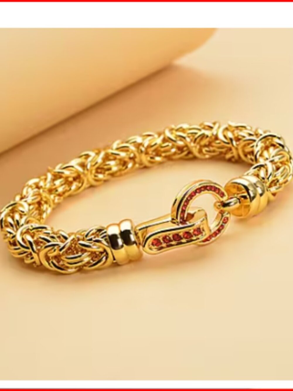 Red Austrian Crystal Byzantine Link Bracelet